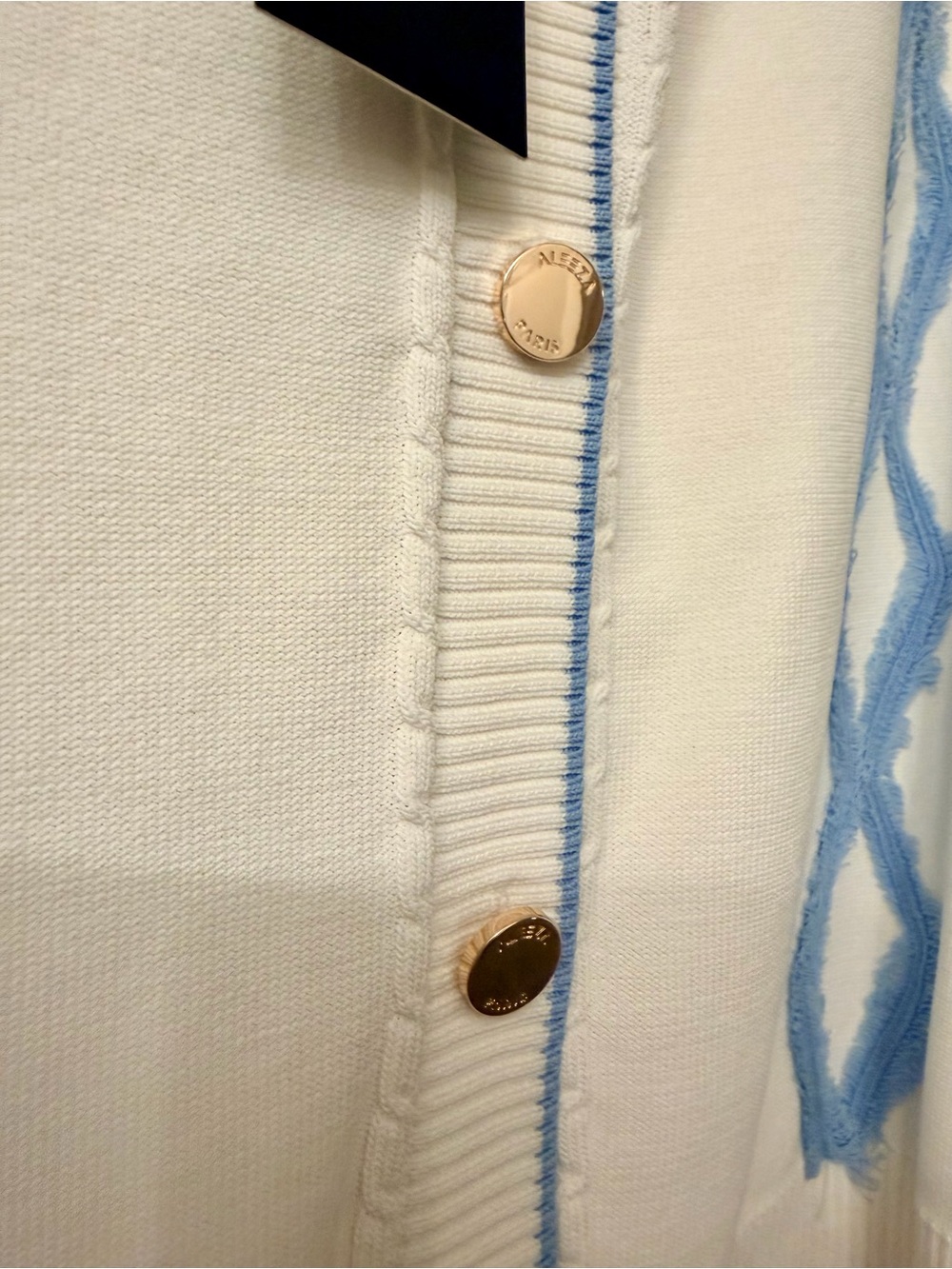 Aleeza Paris Cardigan with Light Blue Cable Detail - Fits an XL - Picture 2 of 8
